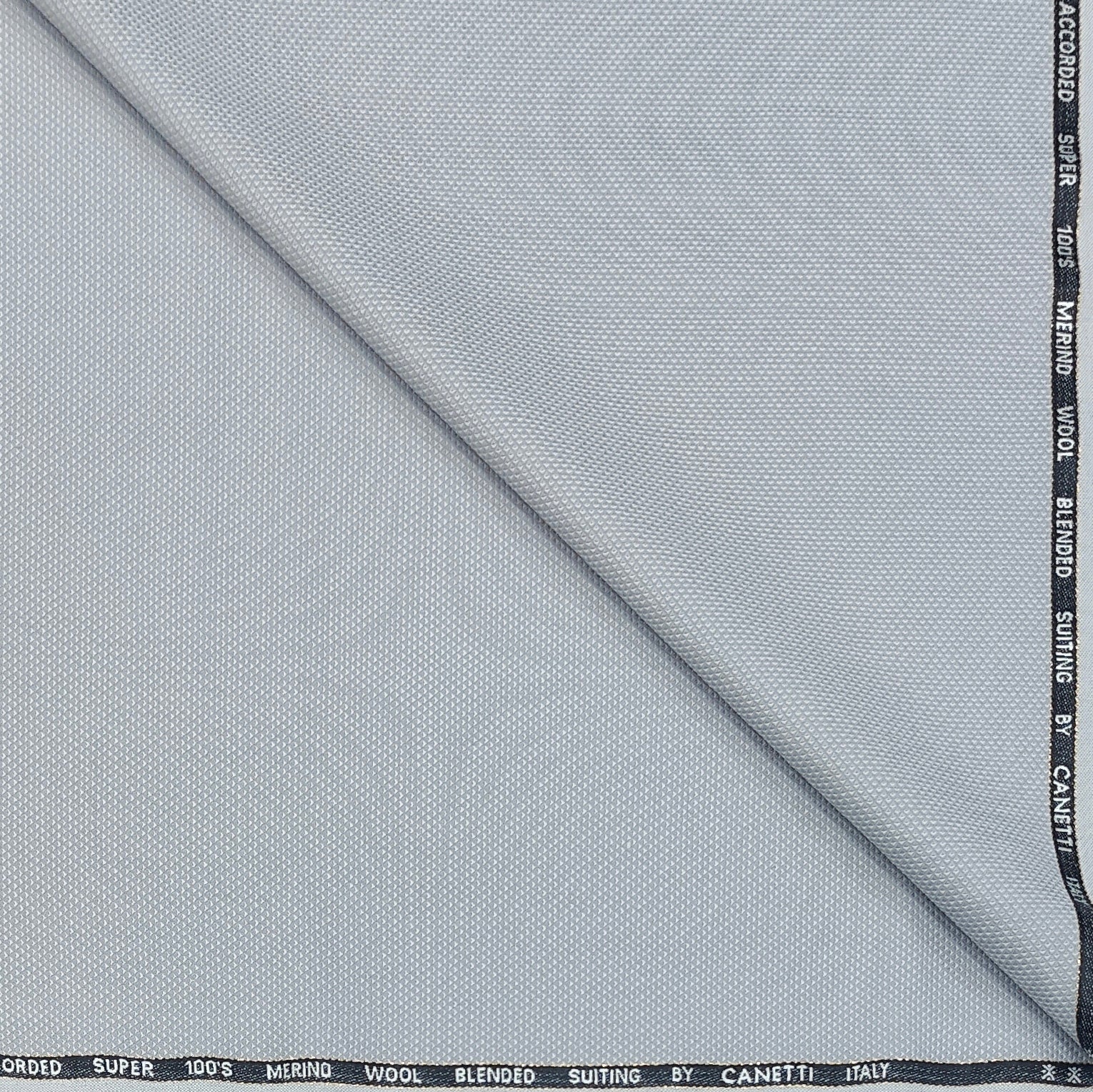 Trouser Fabric Canetti Italy Merino 100s Wool Blend Dobby Colour Silver Grey